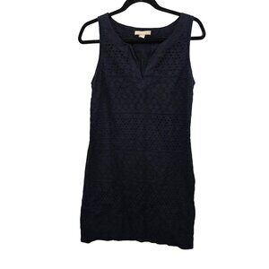Banana Republic Womens  Navy Blue Eyelet Sleeveless Shift Dress Size 8